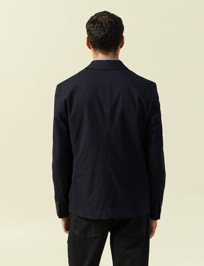 Blazer droit court col tailleur bleu marine homme