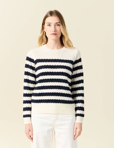 Pull manches longues bleu marine femme