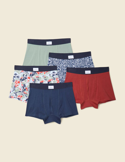 Lot 5 boxers vert olive homme