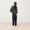 Parka courte &agrave; capuche vert kaki homme