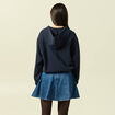 Sweat &agrave; capuche manches longues doubl&eacute; bleu marine femme