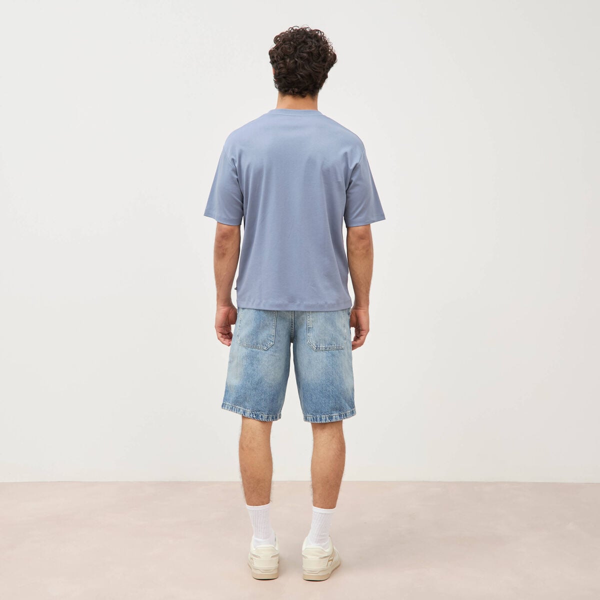 T-shirt manches courtes bleu gris homme