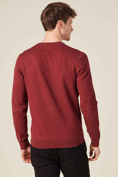 Pull manches longues bordeaux homme