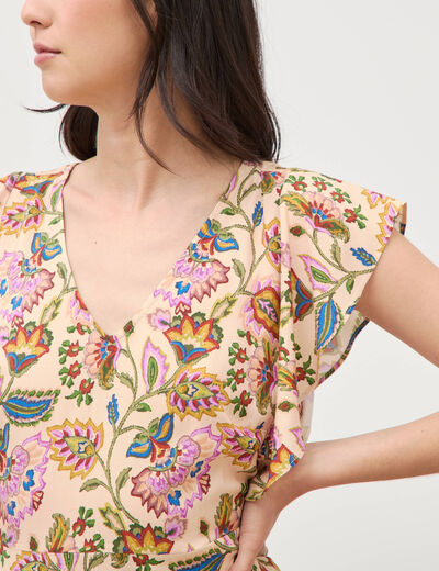 Robe longue droite fluide multicolore femme