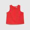 Blouse vichy droite cropped sans manches orange fonc&eacute; femme