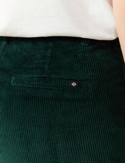 Pantalon large 7/8&egrave;me taille haute vert fonc&eacute; femme