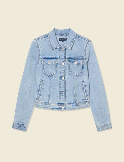 Blouson en jean denim bleach femme