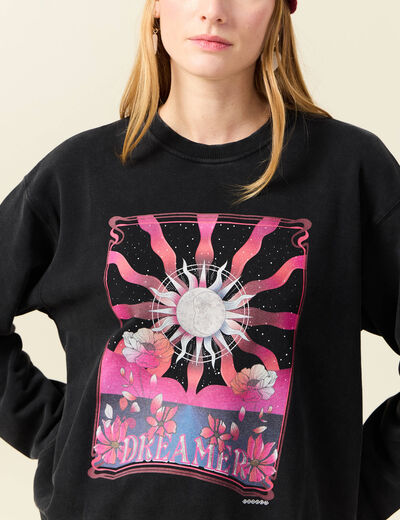 Sweat manches longues noir femme