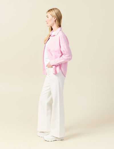 Chemise manches longues rose clair femme