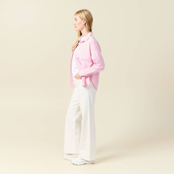 Chemise manches longues rose clair femme