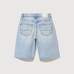 Bermuda large taille haute en coton denim bleach femme