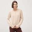 Gilet droit col rond manches longues creme femme