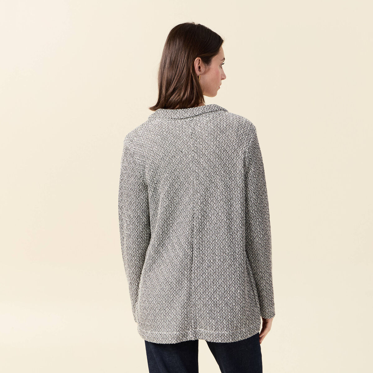Gilet manches 3/4 ecru femme