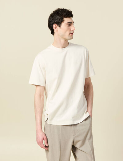 T-shirt ample en coton manches courtes ecru homme