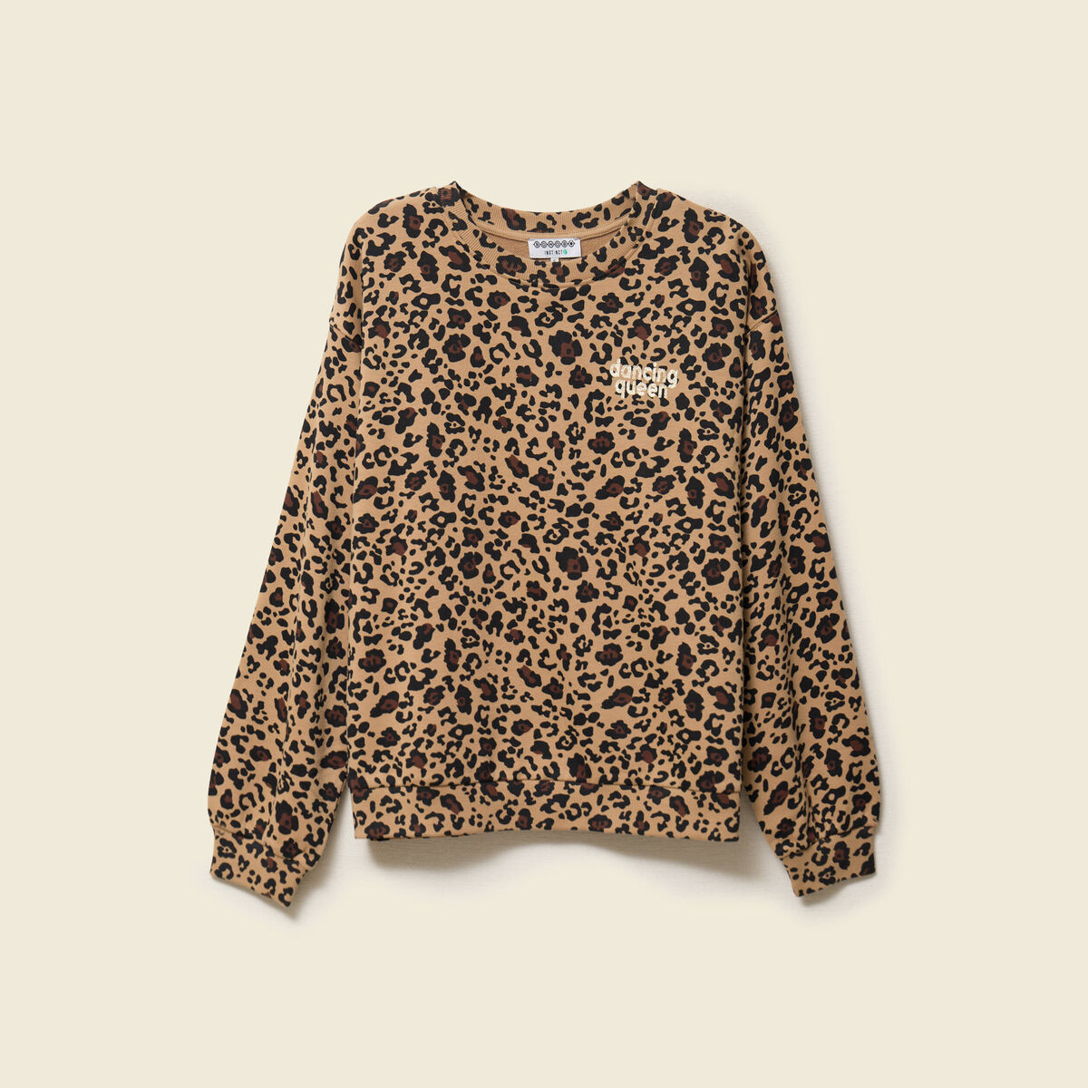 Sweat col rond manches longues beige femme