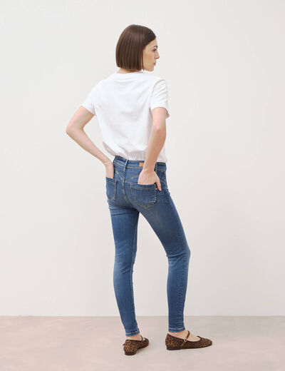 Jeans skinny push-up taille standard denim stone femme