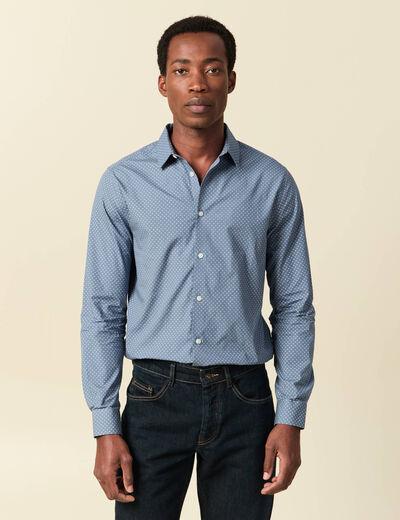 Chemise en coton manches longues bleu marine homme