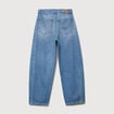 Jeans barrel taille haute broderie denim used femme