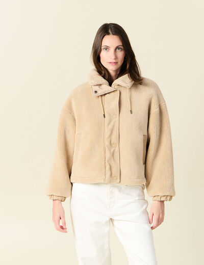 Blouson oversize sherpa creme femme
