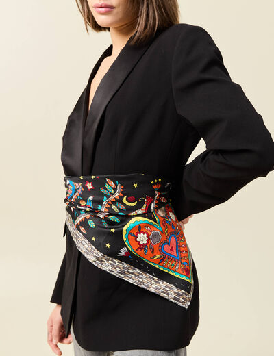 Foulard satin noir femme