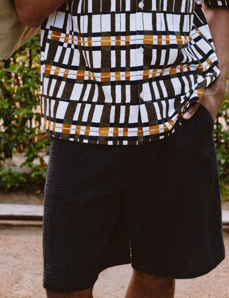 Short en coton noir homme
