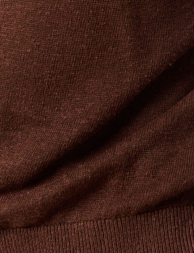 Gilet droit court manches longues marron fonc&eacute; femme