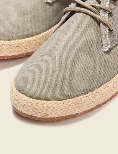 Espadrilles tennis à lacets vert kaki homme