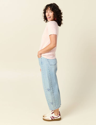 T-shirt manches courtes rose clair femme