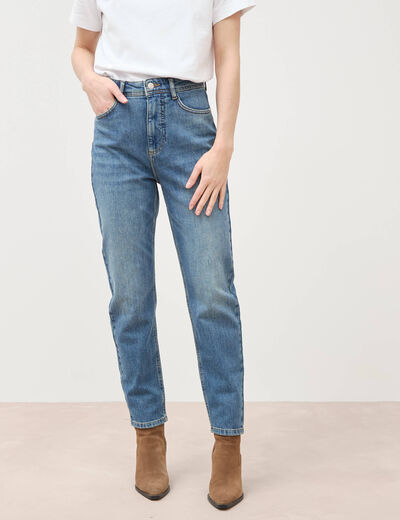 Jeans mom cropped taille haute denim dirty femme