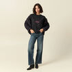 T-shirt en coton manches courtes noir femme