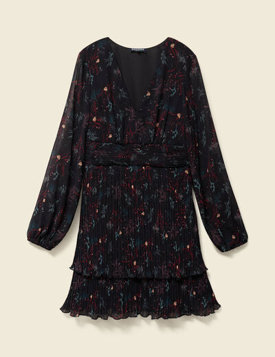 Robe &eacute;vas&eacute;e bas pliss&eacute; noir femme