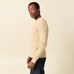 Pull fin col rond manches longues beige homme