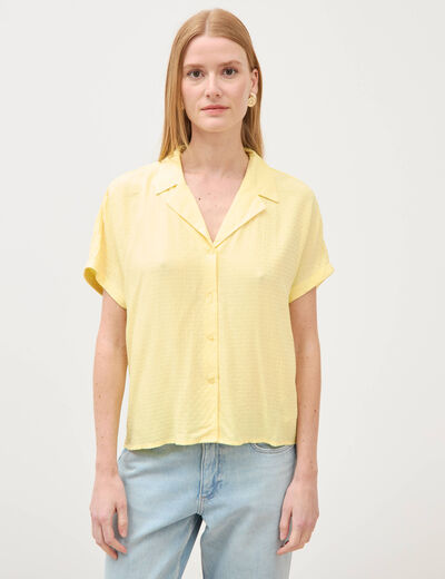 Chemise manches courtes jaune pastel femme