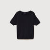 Pull col rond manches courtes noir femme