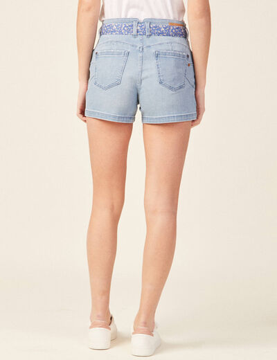 Short droit éco-responsable denim bleach femme
