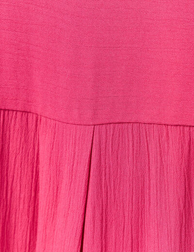 Robe évasée manches 3/4 rose framboise femme