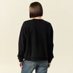 Sweat col rond manches longues en coton noir femme