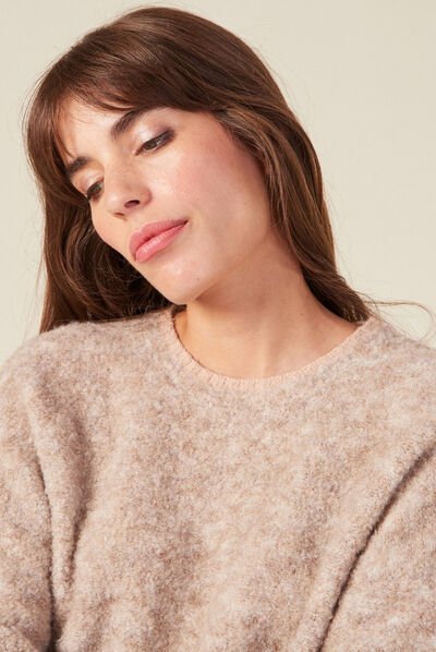 Pull éco-responsable beige femme