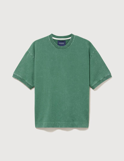 Sweat ample col rond manches courtes vert homme