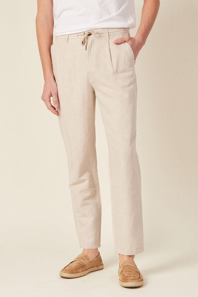 Pantalon chino à coulisse ecru homme