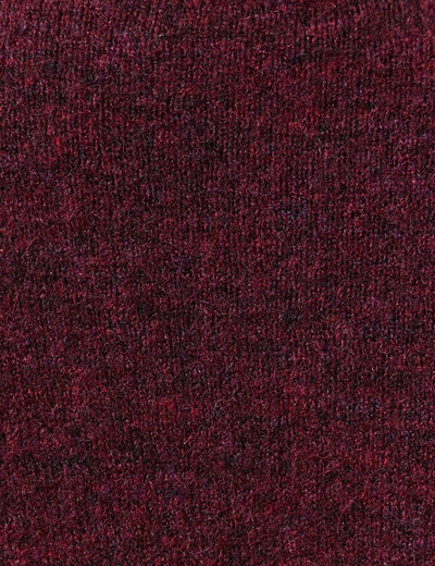Pull col montant manches longues bordeaux femme