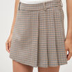 Jupe taille haute doubl&eacute;e marron femme