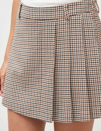 Jupe taille haute doubl&eacute;e marron femme