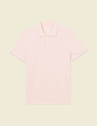 Polo cintr&eacute; en coton manches courtes rose clair homme