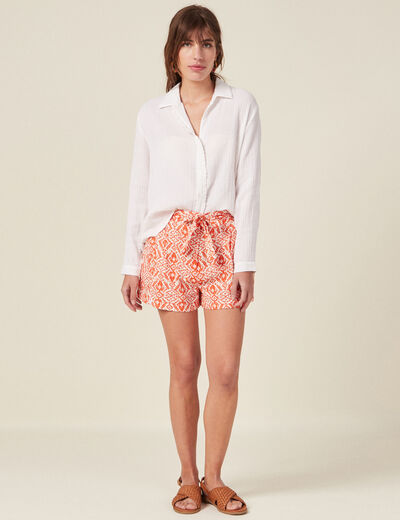 Chemise manches longues blanc femme