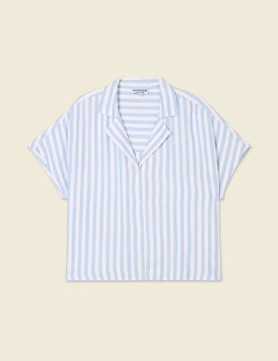 Chemise manches 3/4 bleu femme