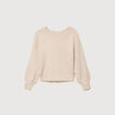 Pull oversize col v manches longues creme femme