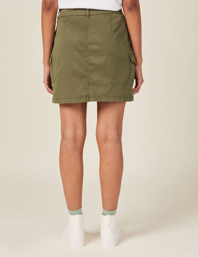 Jupe droite avec poches vert kaki femme
