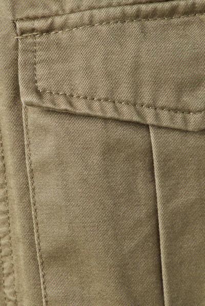Veste droite poches àrabat vert kaki femme