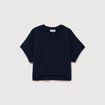 Pull oversize col rond manches courtes bleu marine femme